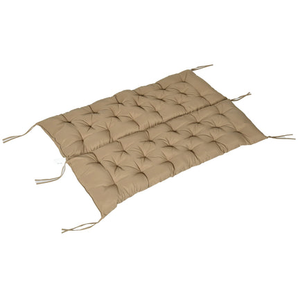 Khaki 3-seat bench cushion with straps, outdoor/indoor
