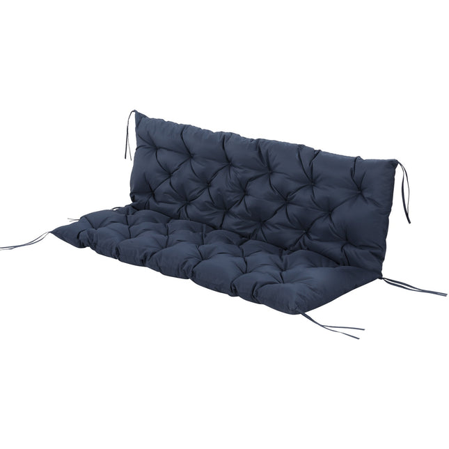 3-zitsbankkussen 150x98x8 cm, bankkussen met strikbanden, zitkussen, outdoor/indoor stoelkussen, zitkussen, zitkussen voor tuinmeubelen, vensterbankbank, schommelbank, donkerblauw