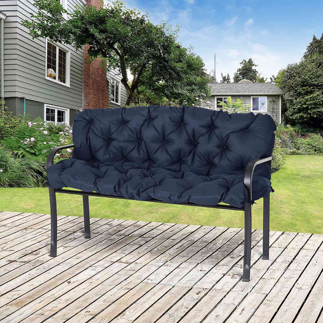 3-zitsbankkussen 150x98x8 cm, bankkussen met strikbanden, zitkussen, outdoor/indoor stoelkussen, zitkussen, zitkussen voor tuinmeubelen, vensterbankbank, schommelbank, donkerblauw