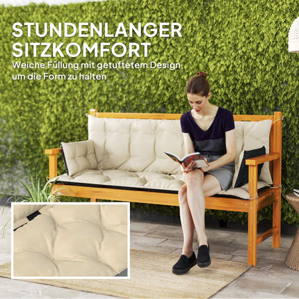 3-seat bench cushion, 180x110x8 cm, beige/black