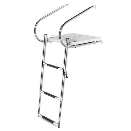 Třístupňový skládací teleskopický lodní žebřík s laminátovou plošinou a 2 madly 51.5 x 45 x 37.5 cm