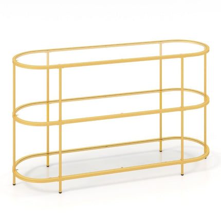 3patrový TV stolek pro televize do 65 palců, zlatý, 140 x 41 x 82 cm