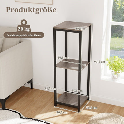 3patrový kovový stojan na rostliny s ochranou proti převrácení, dřevěný stojan na květiny 30.5 x 30.5 x 91.5 cm