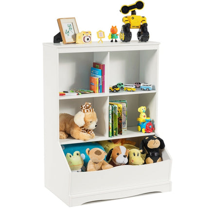 3patrová skříňka na hračky se čtyřmi otevřenými přihrádkami a boxem 67 x 40 x 88 cm, bílá