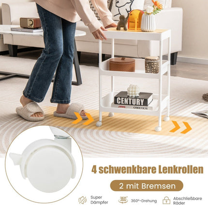 3patrový servírovací vozík na kolečkách s odnímatelným tácem