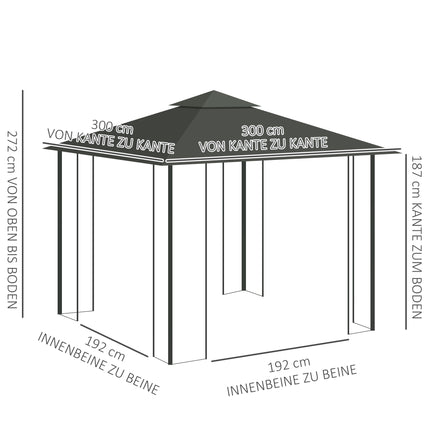 Pavilon 3x3 s dvojitou střechou, voděodolný polyester