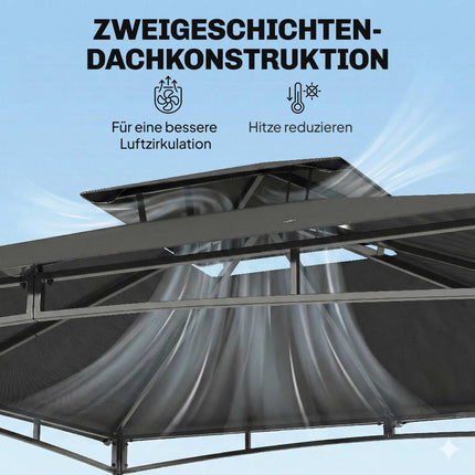 Zahradní pavilon 3x3m, voděodolný, dvojitá střecha, tmavě šedá