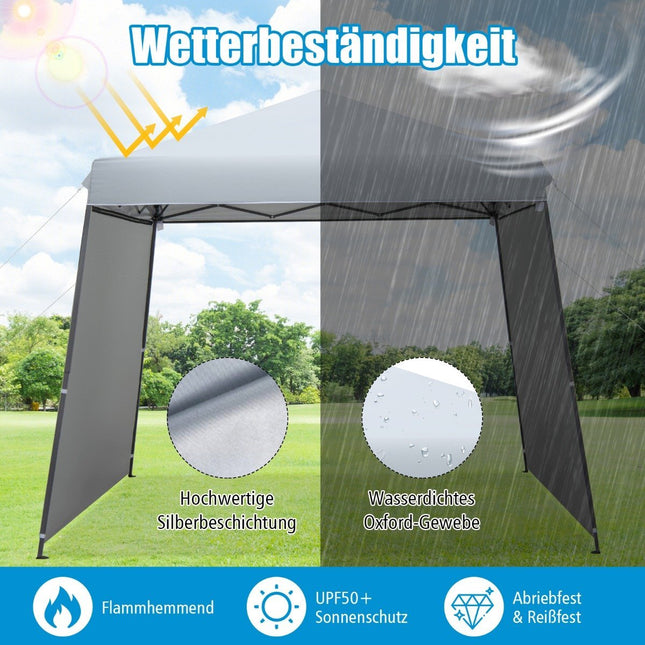 3x3m Instant Pop Up Canopy Tent with Awnings Outdoor Sun Shade Gray
