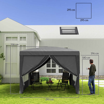 3 x 3 m pavilon se 4 bočními stěnami, UV ochrana, šedý