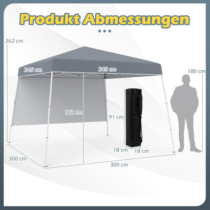 Nůžkový altán 3x3m, vodotěsný, ochrana proti slunci, šedá