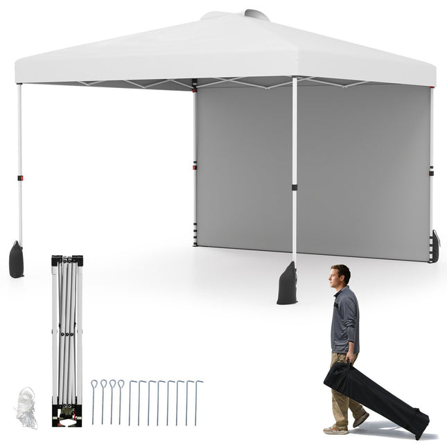3 x 3 m Pop-Up Gazebo with Sidewall, Portable, White