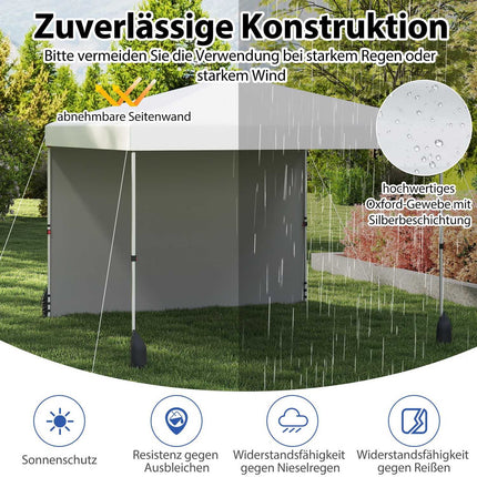 3 x 3 m pop-up altán s boční stěnou, přenosný, bílý