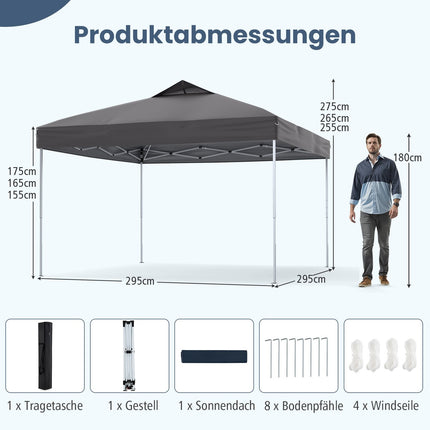Vodotěsný nůžkový altán 3x3m, UV 50+, šedá