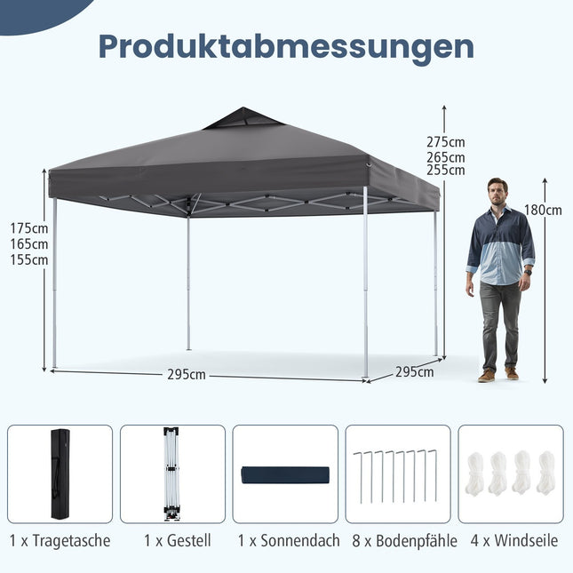 Vodotěsný nůžkový altán 3x3m, UV 50+, šedá