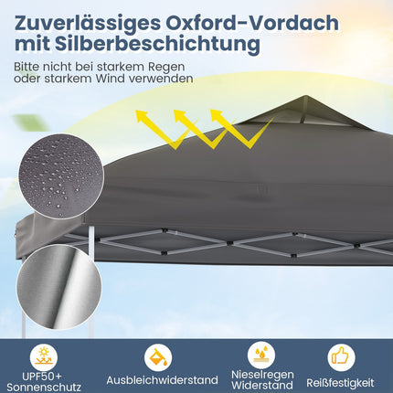 Vodotěsný nůžkový altán 3x3m, UV 50+, šedá