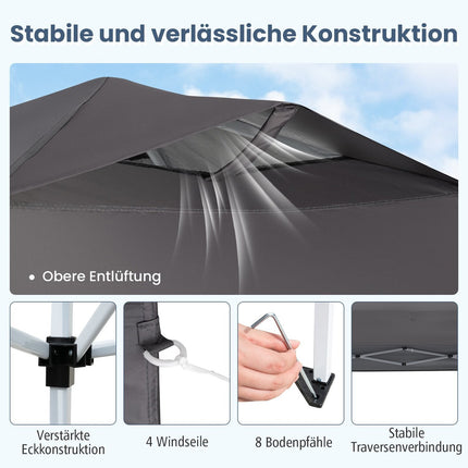 Vodotěsný nůžkový altán 3x3m, UV 50+, šedá