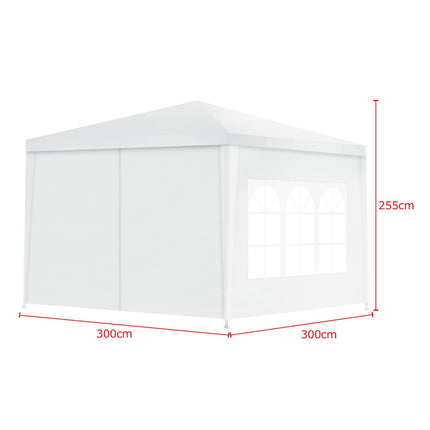 3x3m garden tent with 4 removable side walls & windows ideal for weddings