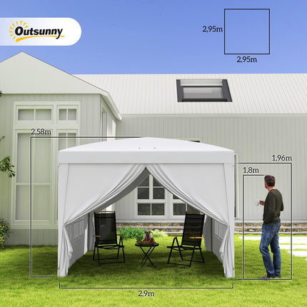 Bílý altán 3x3m s bočními stěnami a UV ochranou
