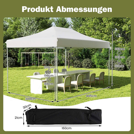 3 x 4.5 m Pop-Up Canopy Tent with Wheels & Ropes