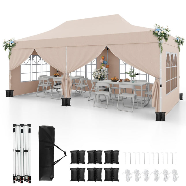 Béžový nůžkový pavilon 3x6m s odnímatelnými bočnicemi