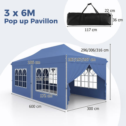 Nůžkový stan 3x6m se 6 bočnicemi a pytli s pískem