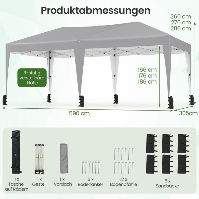 3 x 6 m pop-up pavilon s UV ochranou, šedý