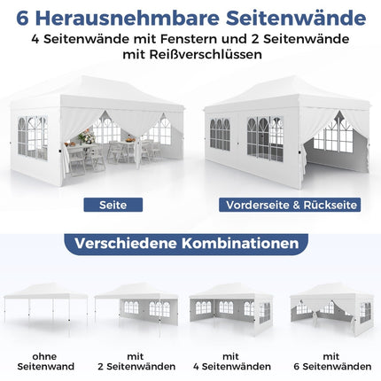 Bílý nůžkový stan 3x6m s odnímatelnými stěnami