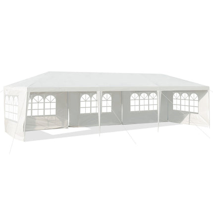 3 x 9 m pavilonový stan, zahradní pavilon a zahradní stan s 5 odnímatelnými bočními stěnami bílý