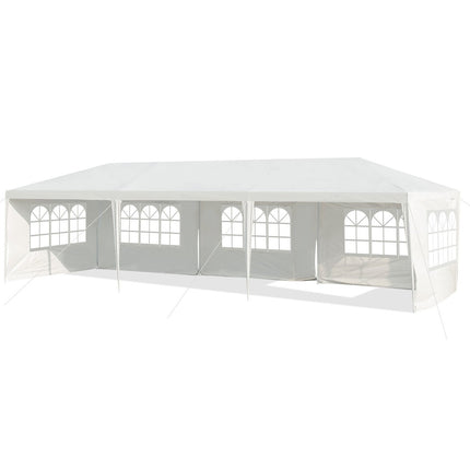 3 x 9 m pavilonový stan, zahradní pavilon a zahradní stan s 5 odnímatelnými bočními stěnami bílý