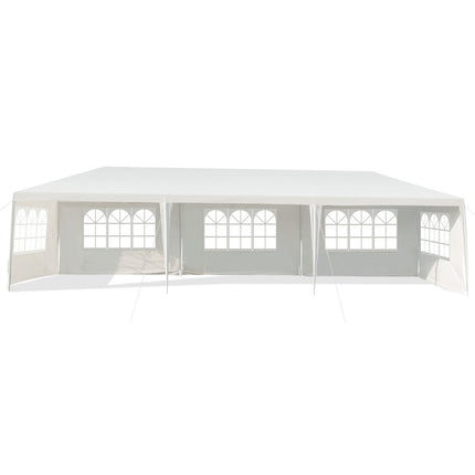 3 x 9 m pavilonový stan, zahradní pavilon a zahradní stan s 5 odnímatelnými bočními stěnami bílý