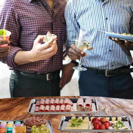 3x serving trays in steel