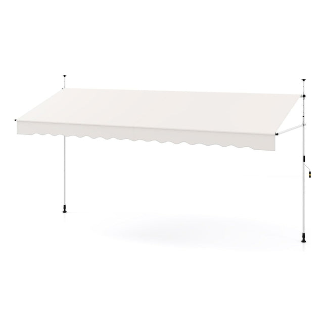 400 cm verstelbare balkonzonwering, zonder boren, wit