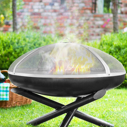 40 Inch Fire Pit Spark Screen, Stainless Steel, Ring Handle