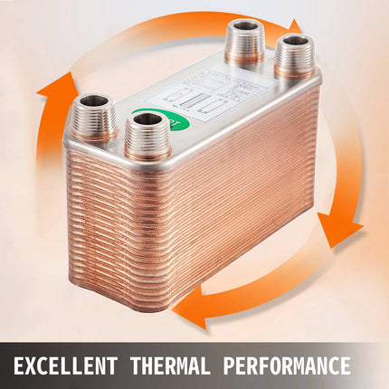 40-Plate Brazed Plate Heat Exchanger, 3/4 in MNPT, 316L