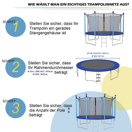 Ø427 cm bezpečnostní síť k trampolíně na zahradní trampolíny náhradní síť vnitřní černá