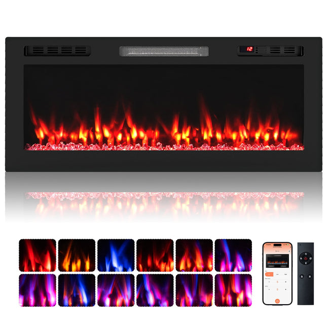 42" elektrický krb, 750W/1500W, Wi-Fi, dálkové ovládání
