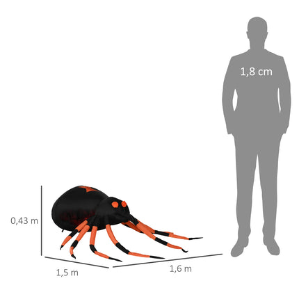 Velký nafukovací pavouk 43 cm s LED světly na Halloween