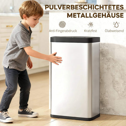 45L Sensor Trash Can, Soft-Close Lid, Stainless Steel