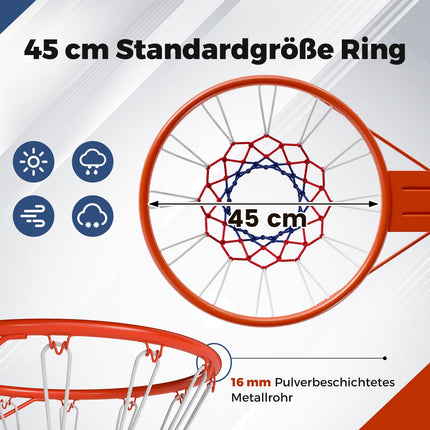 Basketbalový koš 45cm se síťkou – na stěnu, odolný počasí