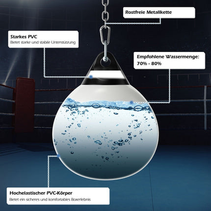 Ø45 cm Vodní boxovací pytel 50 kg Boxovací pytel s nastavitelným kovovým řetězem Bílý