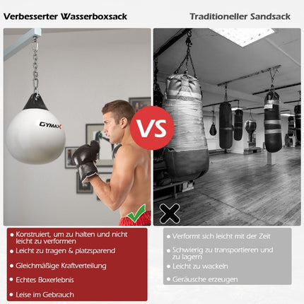 Ø45 cm Vodní boxovací pytel 50 kg Boxovací pytel s nastavitelným kovovým řetězem Bílý
