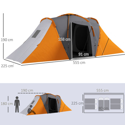 Tunelový stan pro 4-6 osob, 2 ložnice, vodotěsnost 2000mm