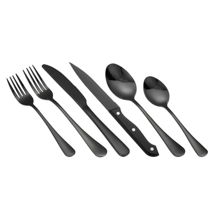 48-Piece Black Stainless Steel Flatware Set, Service for 8