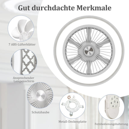 Stropní ventilátor 48cm se světlem a dálkovým ovládáním, reverzní, tichý DC motor