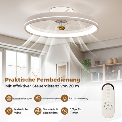Stropní ventilátor 48cm se světlem, reverzní, stmívatelná LED
