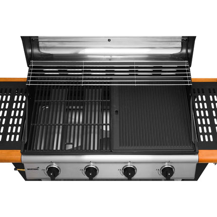 Plynový gril se 4 litinovými hořáky, grilovací plocha 77x41 cm
