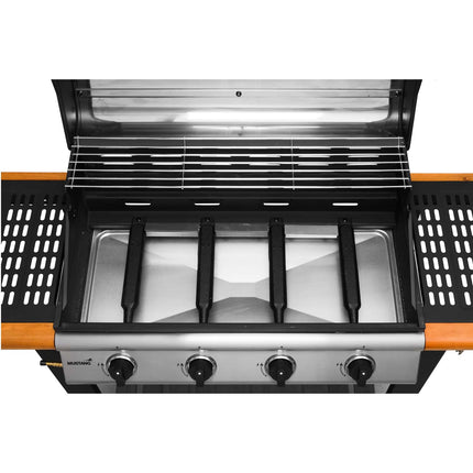 Plynový gril se 4 litinovými hořáky, grilovací plocha 77x41 cm