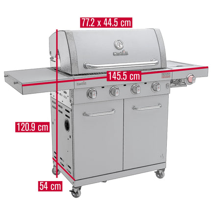 4-Brenner Gasgrill mit Infrarot-Keramikbrenner, Gusseisenroste
