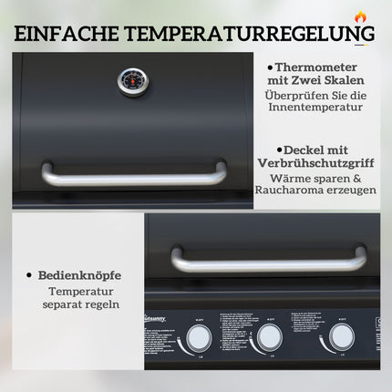 4-Burner Gas Grill with Side Burner, Storage, Black