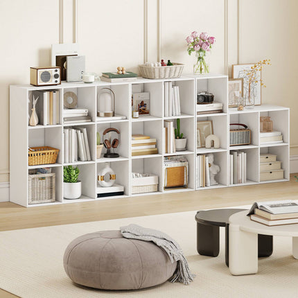 4-Cube White Wooden Bookshelf with Anti-Tipping Kit